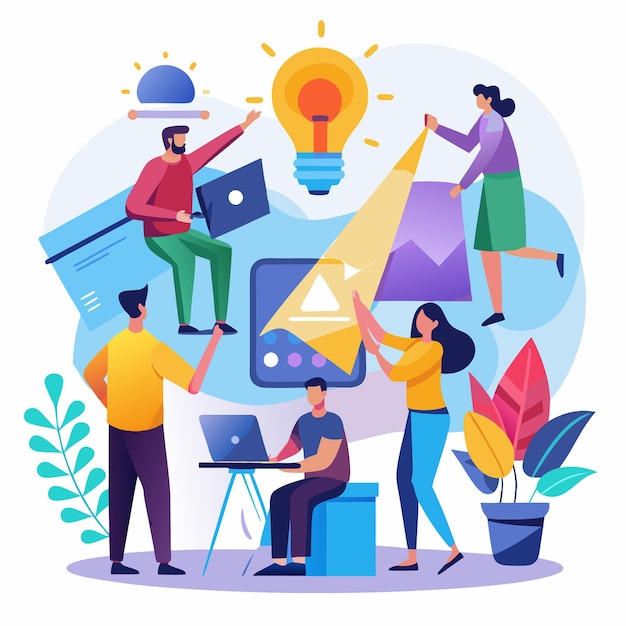 Creative Workspace Illustration Vibrant Office Design with Inspirational Elements