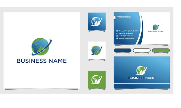 Creative World Concept Logo Design with business cadr Template