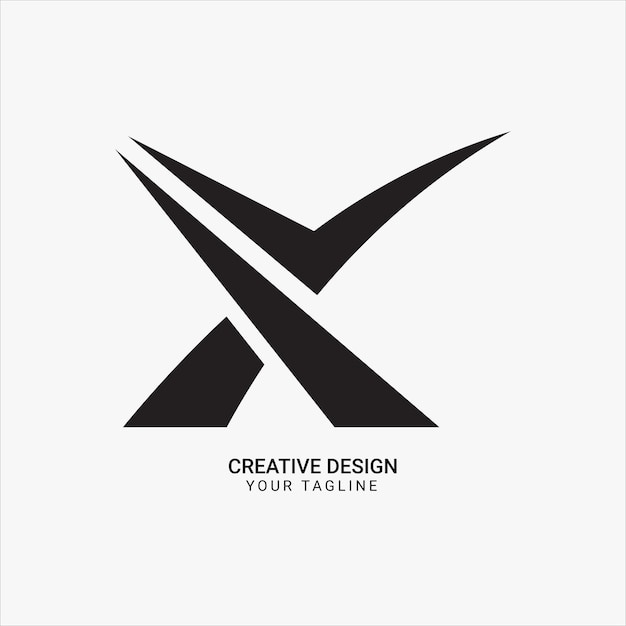 Creative X letter flat black color modern brand unique style logo design