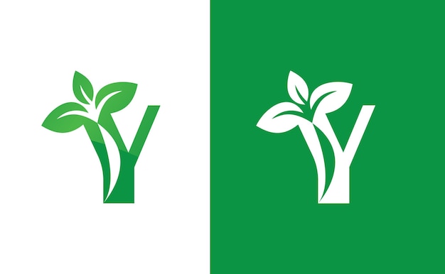 Creative Y alphabet nature logo design concept
