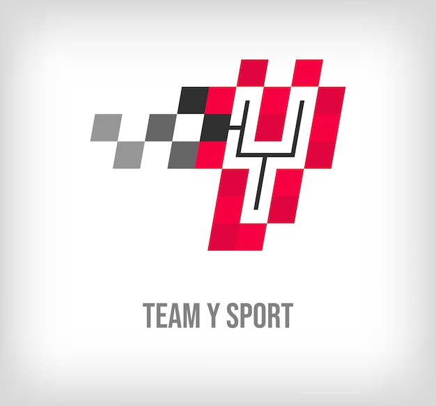 Creative y letter racing and sports logo modern pixel with new culture colors font alphabet