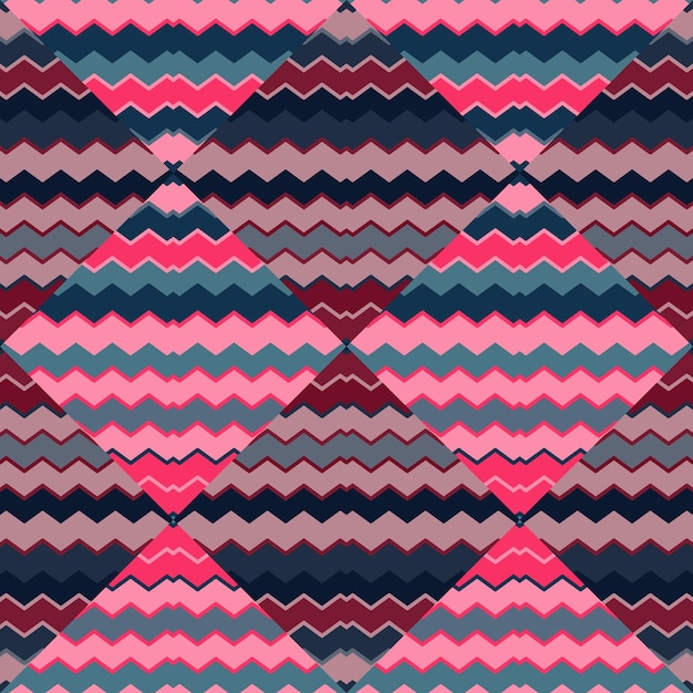 創造的なジグザグ波シームレス パターン手描き線モザイク飾りレトロ ストライプ プリント壁紙