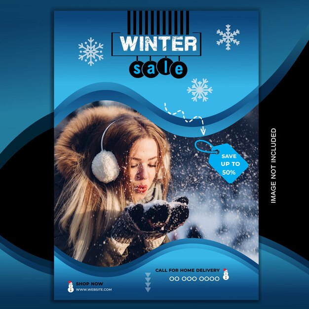 creativemodernunique simple white green black gold color professional winter flyer design