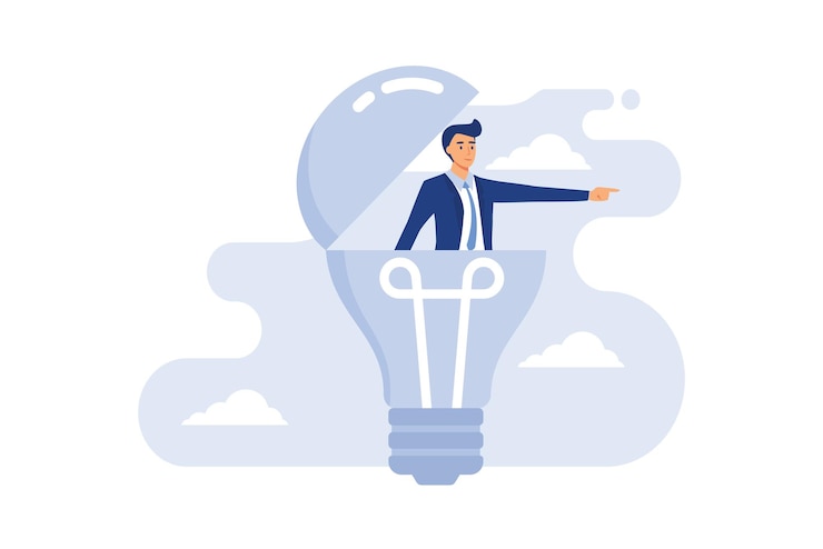 Vector creativity to help see business opportunity vision to discover new solution or idea