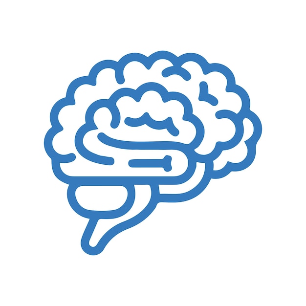 Икона мозга творческой идеи Голубой векторный дизайн