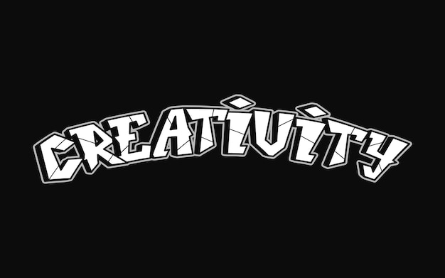 Vector creativity single word letters graffiti style vector hand drawn logo funny cool trippy word