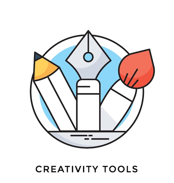 Icona di vettore piatto di strumenti di creatività