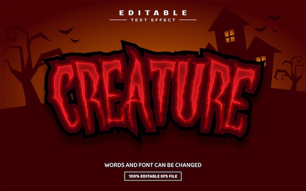Creature 3D bewerkbare teksteffectsjabloon