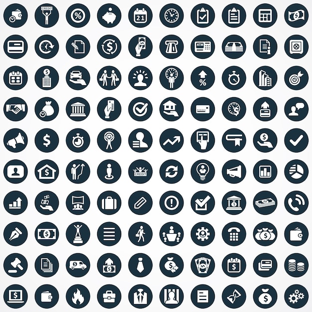 Vector credit 100 icons universal set