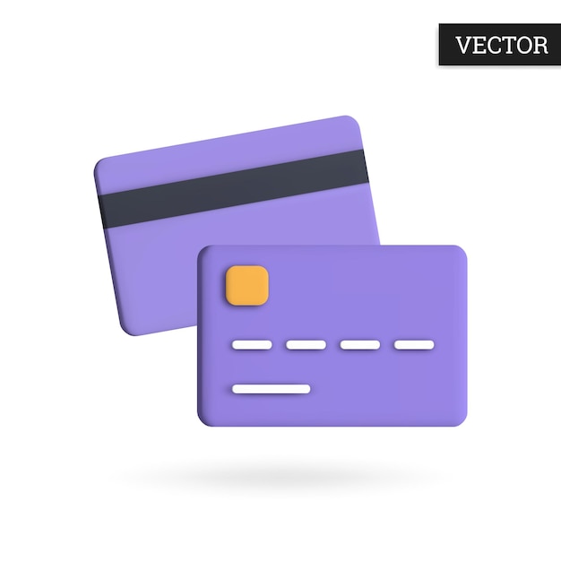 Vector credit card 3d icon in cartoon style card for contactless payment