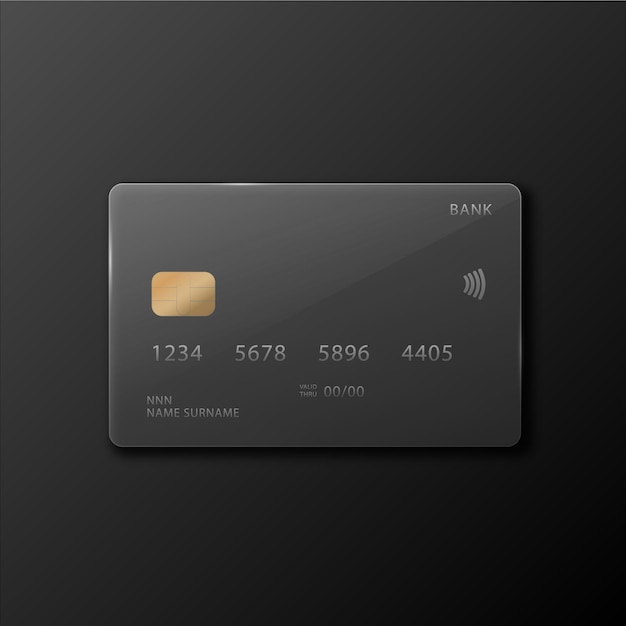 Vector credit card on a black background realistic bank card layout