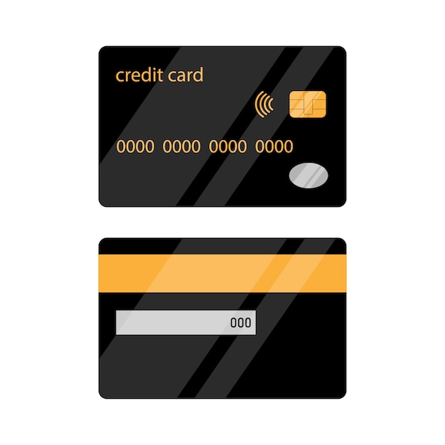 credit card black two sides on white background