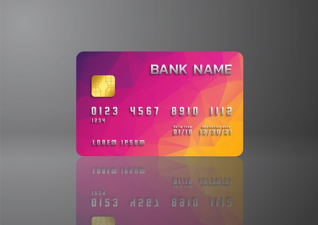 Vector credit card coloful on grey background with shadow