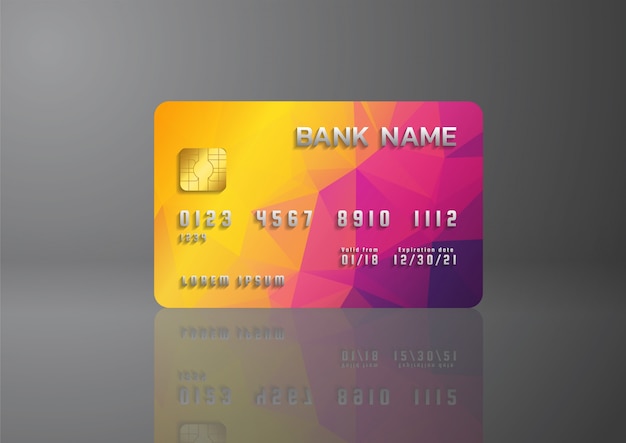 Credit card coloful on grey background