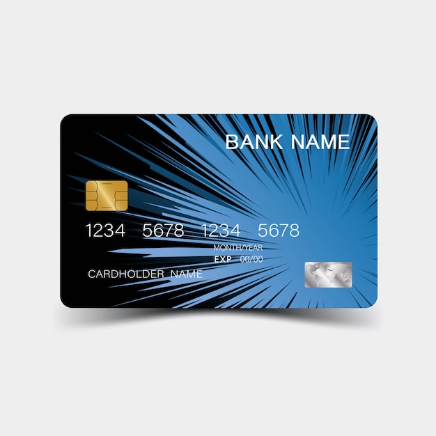 Vector credit card design. blue colour. and inspiration from abstract.