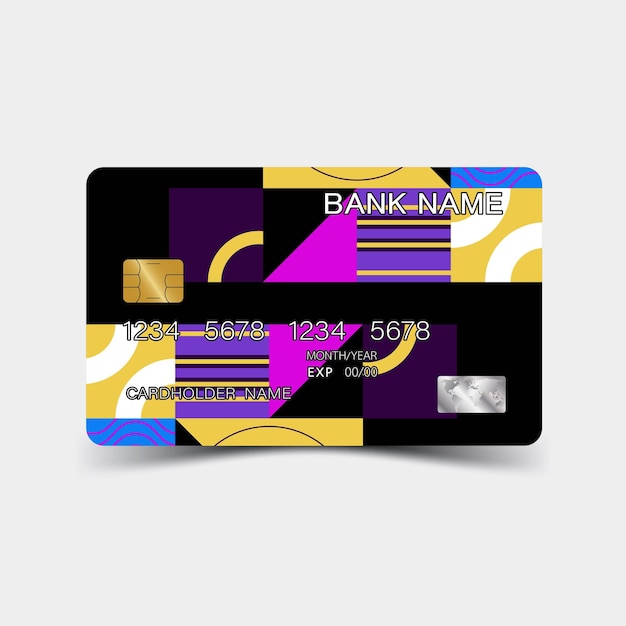 Vector credit card design inspiration from memphis art editable vector design