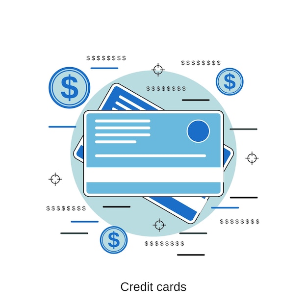 クレジットカードフラットデザインスタイルベクトル概念図