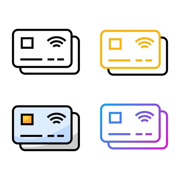 Credit card icon design in four variation color