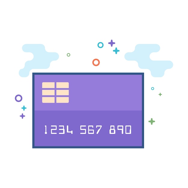 Credit card icon flat color style vector illustration
