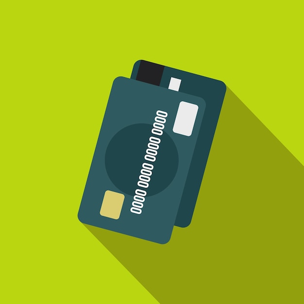 Credit card icon in flat style on a green background