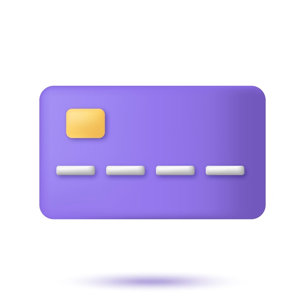 Vector credit card icon for payment. 3d rendering