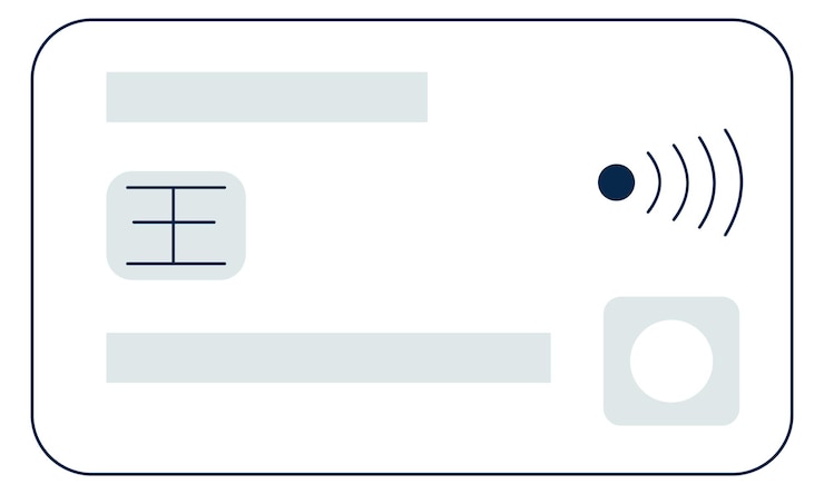 Vector credit card icon with wireless money transfer sign