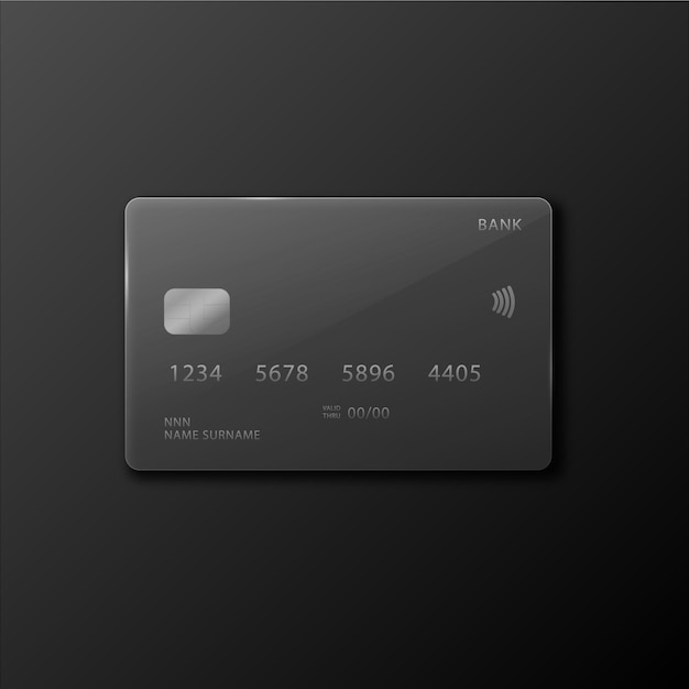 Vector credit card layout on a black background realistic bank card credit card template design for presentation