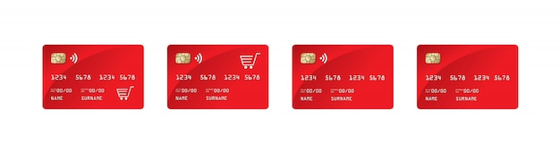 Vector credit card mock up, credit card paywave, shopping car,