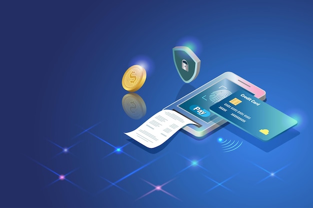 Онлайн-оплата кредитной картой с защитой отпечатков пальцев на смартфоне Технология биометрической безопасности