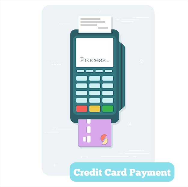 Credit card payment concept in line art style