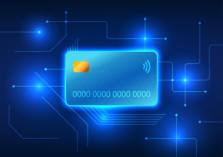 Vector 信用卡技術 信用卡的背面是一個技術電路 顯示購買支出