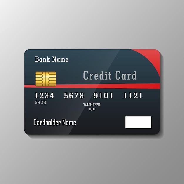 Vector credit card template isolated on gray