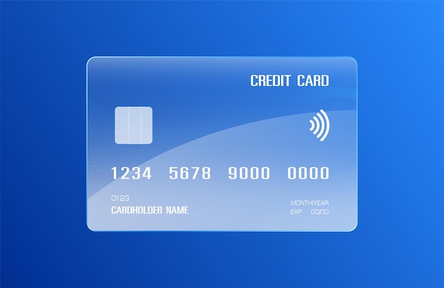 Credit card white transparent economy financial concept isolated on blue background 3d vector eps10 illustration