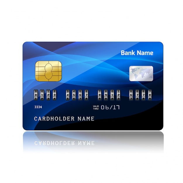 Vector credit card with blue wavy forms