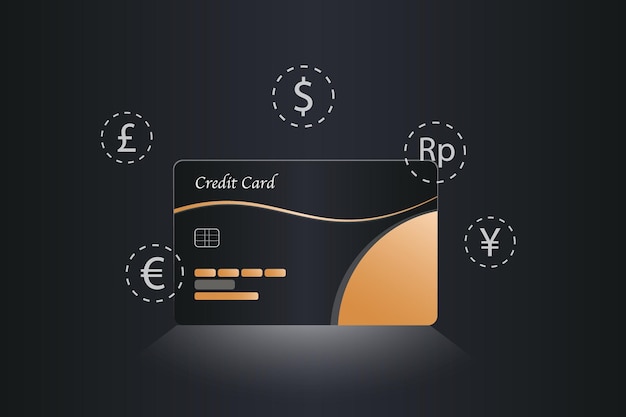 Vector a credit card with a foreign currency on it