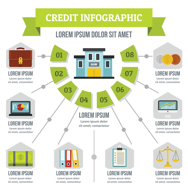 Вектор Кредитная инфографика концепция, плоский стиль