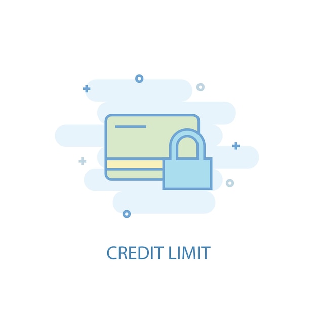 Concetto di linea di limite di credito. icona della linea semplice, illustrazione colorata. design piatto simbolo limite di credito. può essere utilizzato per ui/ux