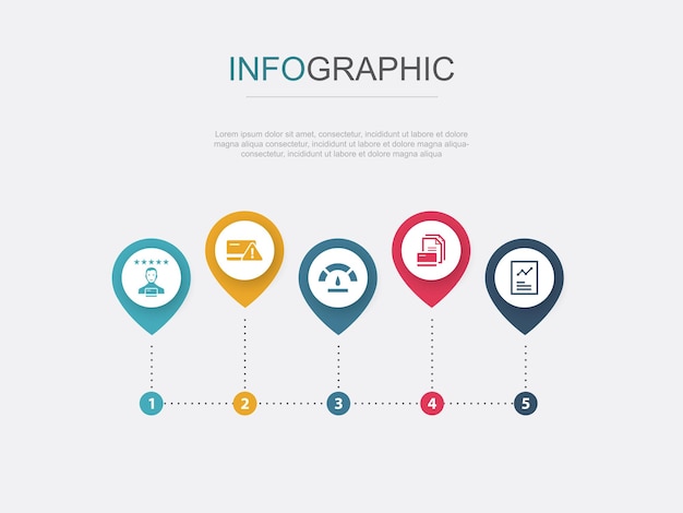 Credit rating risk Credit score Credit history report icons Infographic design template Creative concept with 5 steps