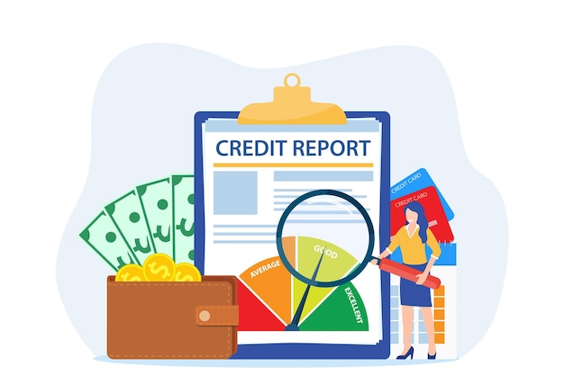 Vector credit report document concept.