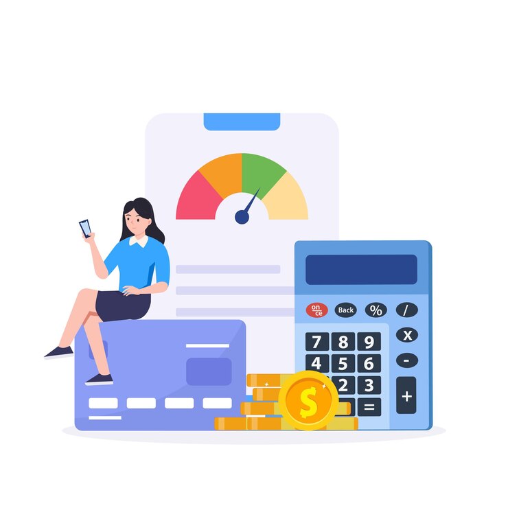 Vector credit score concept document with personal credit history
