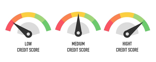 신용 점수 Hight 중간 및 낮은 개념 흰색 벡터에 고립