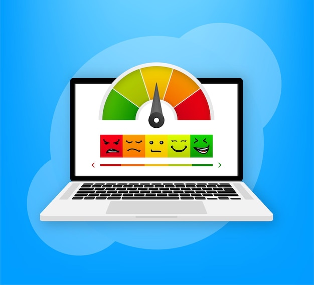 Vector credit score meter with different emotions vector concept isolated on white background