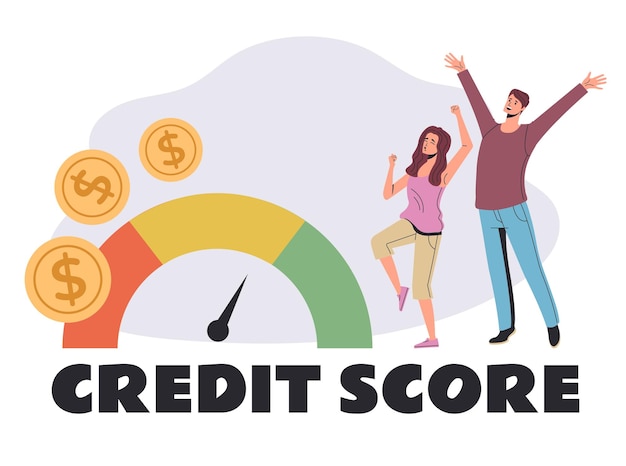 Vector credit score mortgage improve good consumer concept graphic design illustration