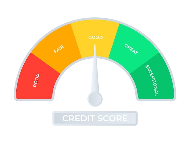 Scala del punteggio di credito un indicatore per misurare i rating di credito buoni e cattivi illustrazione vettoriale