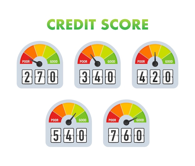 좋은 가치 벡터 일러스트 레이 션을 보여주는 신용 점수 척도