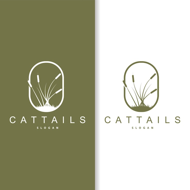 Creek and cattail river logo simple minimalist grass design for business brand
