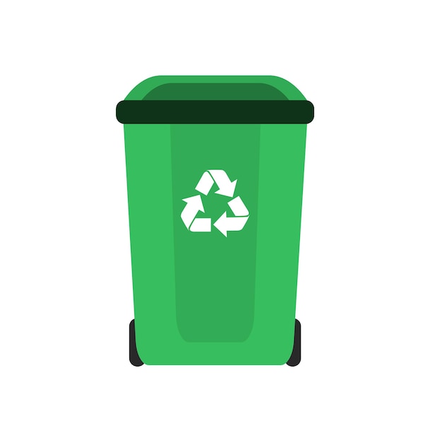 Vector creen trash can, recycling garbage.  illustration.