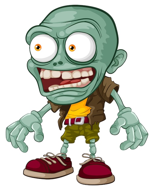 Creepy bald zombie monster man cartoon character