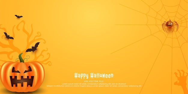 Banner raccapricciante zucca di halloween felice