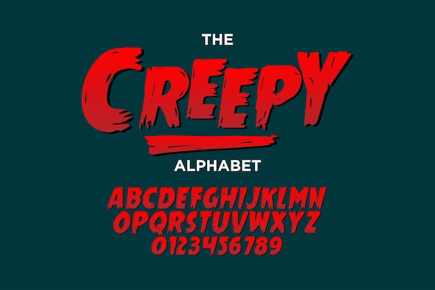 creepy cartoon alphabet modern stylish typography